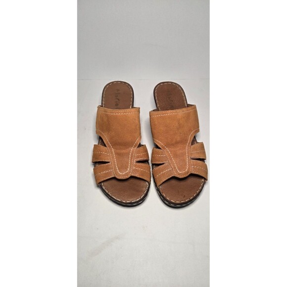 Mariella Leather & Suede Rust Wedge Kitten Heel Made In Italy 7 Summer - Picture 2 of 8